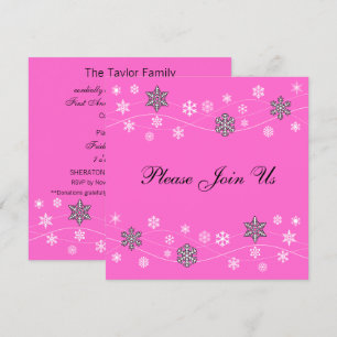 Stylish Black Snowflakes Invitation Template