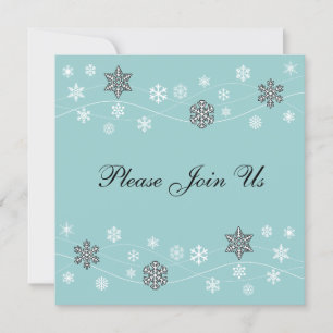 Stylish Black Snowflakes Invitation Template