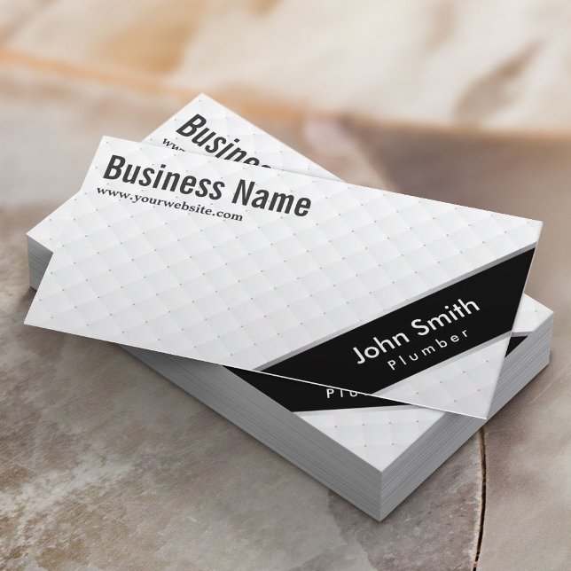 Stylish Black Stripe Plumbing Business Card (Creator Uploaded)