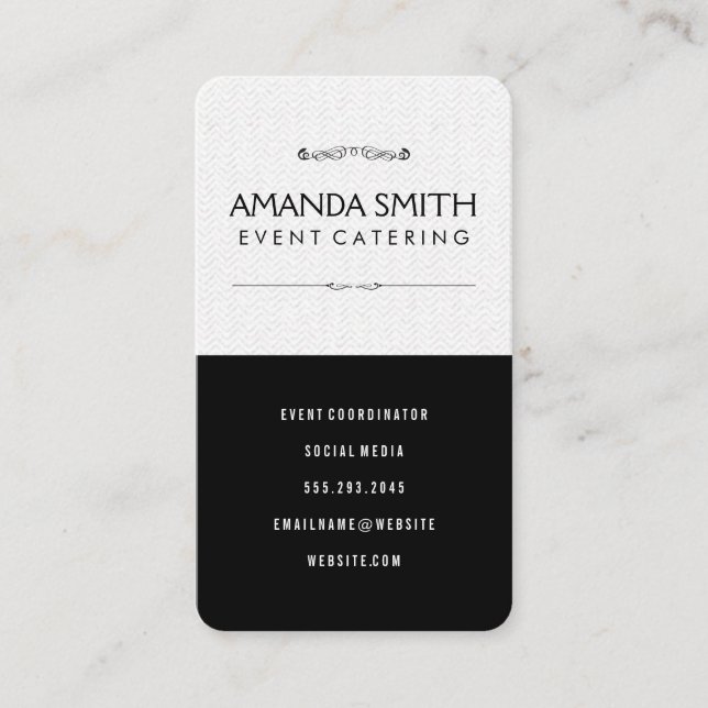 Stylish Black Subtle Wavy Pattern Business Card (Front)