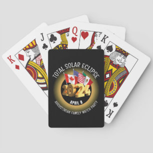 Stylish Black TOTAL SOLAR ECLIPSE 2024 Flags Playing Cards