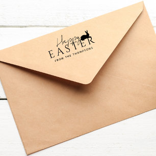 Stylish Black Typography And Bunny Happy Easter Self-inking Stamp