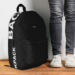Stylish Black White Bold Minimalist Modern Printed Backpack