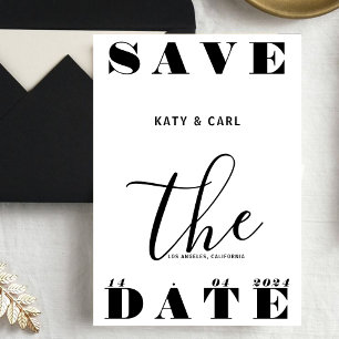 Stylish Black & White Bold Typography Wedding Save The Date