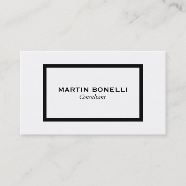 Stylish Black White Border Standard Business Card (Front)