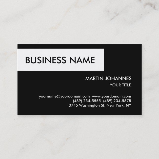 Stylish Black White Chic Business Card (Front)