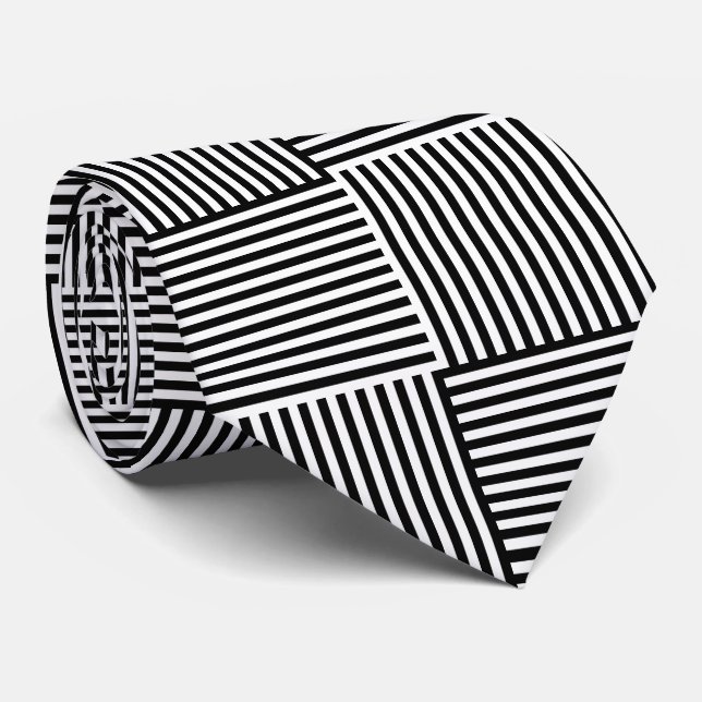 Stylish Black White Color Striped Professional Tie (Rolled)