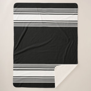 stylish black white contrast stripes pattern sherpa blanket