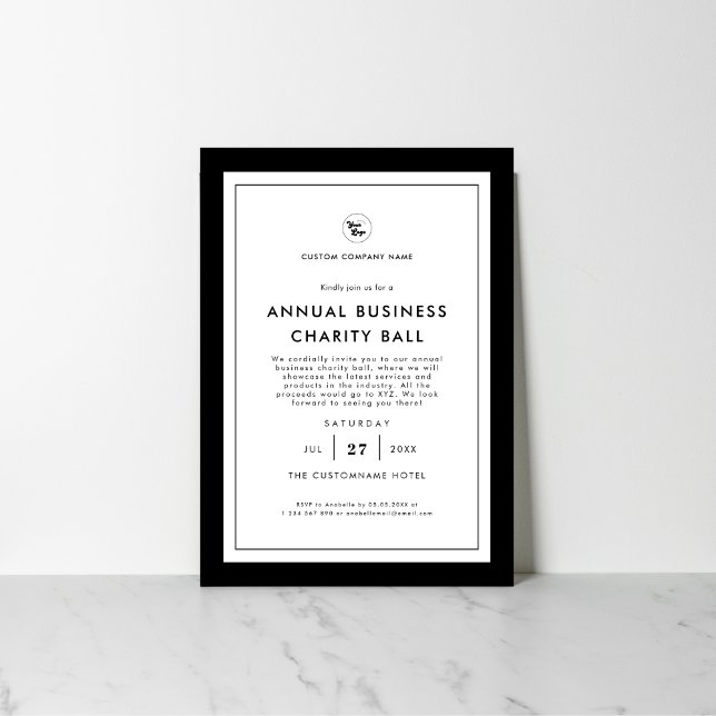 Stylish Black & White Custom Logo Business Event Invitation (Creator Uploaded)