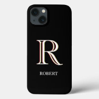 Stylish Black White Custom Monogram   