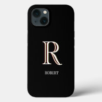 Stylish Black White Custom Monogram