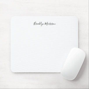 Stylish black white custom script monogram name mouse pad