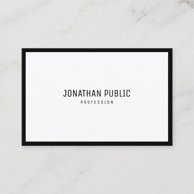 Stylish Black White Elegant Modern Simple Template Business Card (Front)
