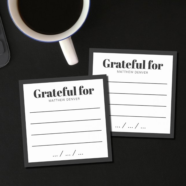 Stylish Black & White Grateful Gratitude Note (Stylish Modern Daily Gratitude Grateful For Post-it Note)