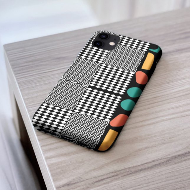 Stylish black & white Greek key colourful Abstract Case-Mate iPhone Case (Creator Uploaded)