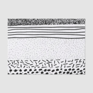 Stylish black white hand drawn polka dots stripes tissue paper