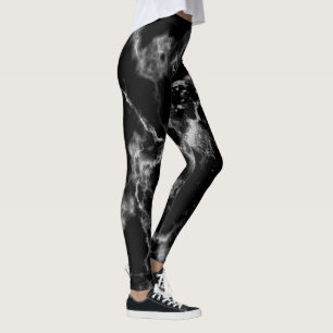 Stylish Black & White Marble Patterns Cute Girly Leggings