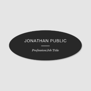 Stylish Black White Minimalist Design Template Name Tag