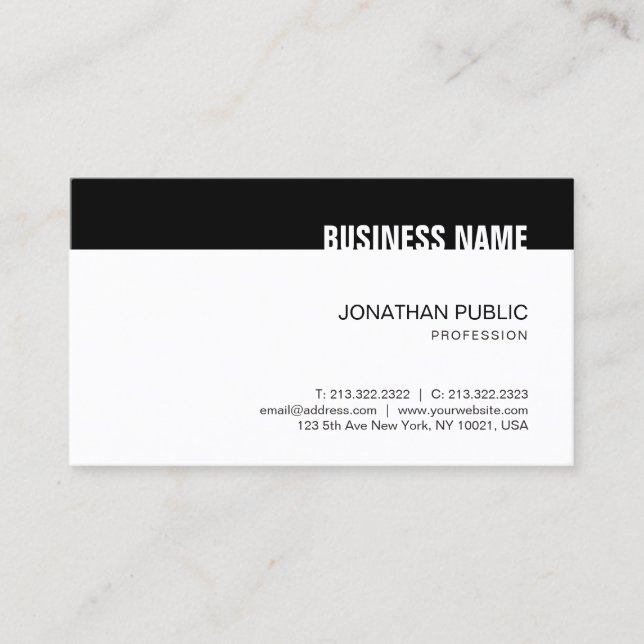 Stylish Black White Modern Simple Template Trendy Business Card (Front)