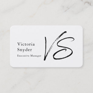 Stylish Black & White Monogram Professional Business Card