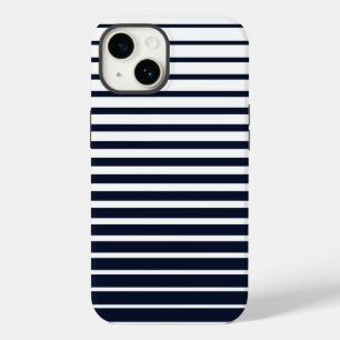 Stylish Black & White Monogram Stripes Case-Mate iPhone 14 Case