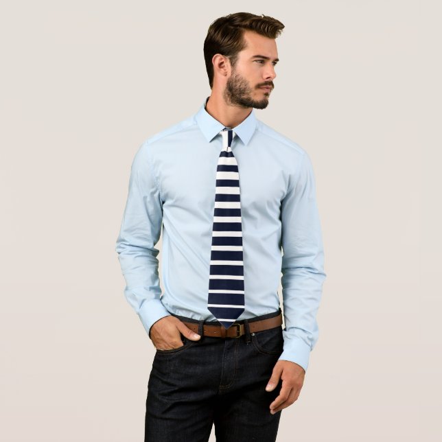   Stylish Black & White Monogram  Stripes Tie (In Situ)