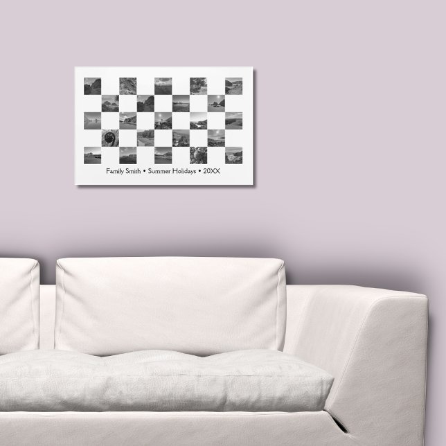 Stylish Black & White New Zealand Photos Chequered Poster (Stylish Black & White New Zealand Photos Checker Poster, Living Room)