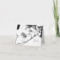 Stylish Black & White Original Stipple Art Floral
