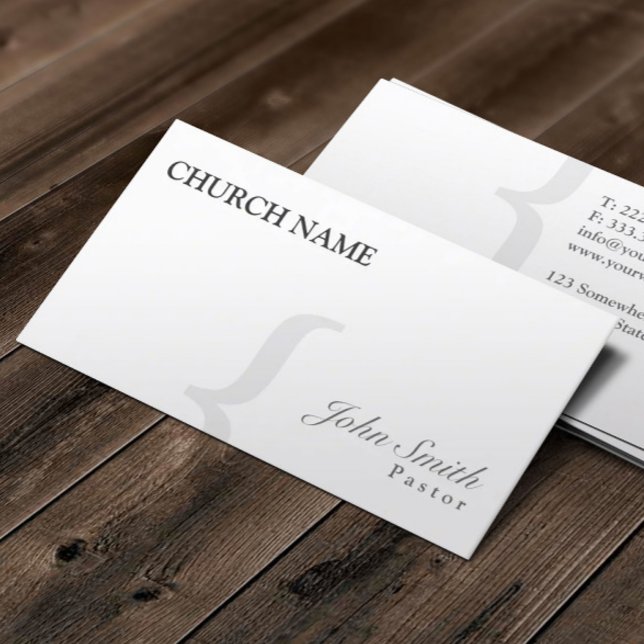Stylish Black & White Pastor Business Card (Creator Uploaded)