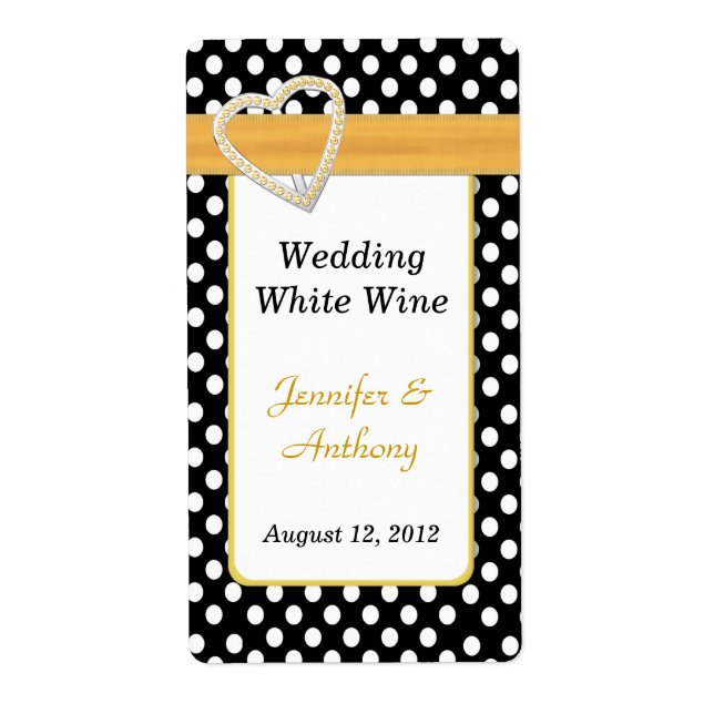 Stylish Black & White Polka Dot Wedding Labels (Front)