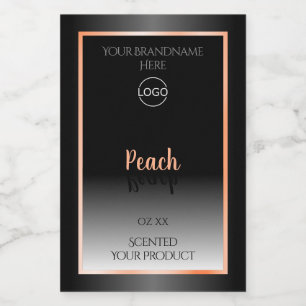 Stylish Black White Product Label Peach Frame Logo