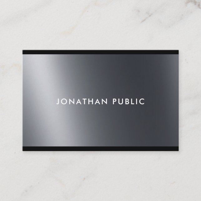 Stylish Black White Professional Modern Chic Plain Business Card (Front)