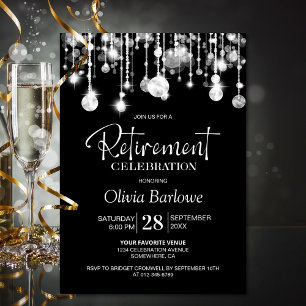 Stylish Black White Retirement Party Invitation