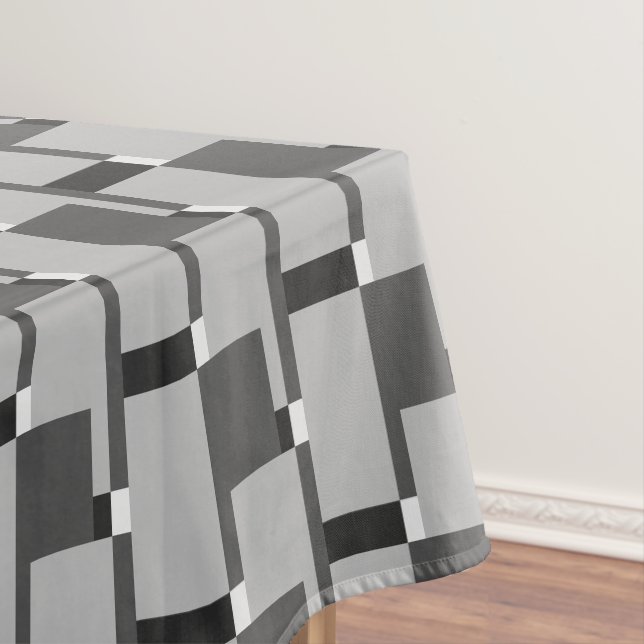 Stylish Black White Silver Grey Pattern Tablecloth (In Situ)