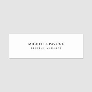 Stylish Black & White Simple Plain Professional Name Tag