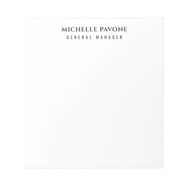 Stylish Black & White Simple Plain Professional Notepad (Front)