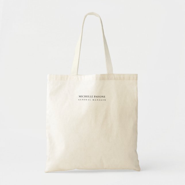 Stylish Black & White Simple Plain Professional Tote Bag (Front)
