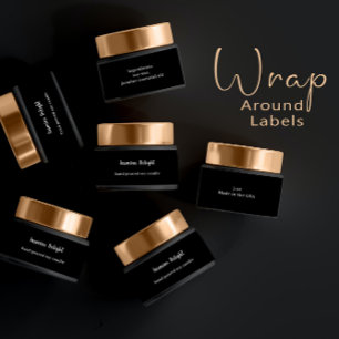 Stylish Black White Skincare  Product Business Wrap Around Label