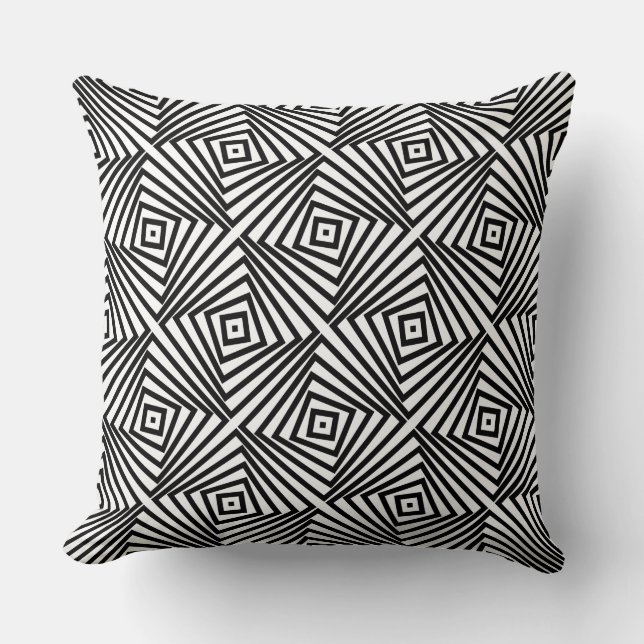 Stylish Black & White Spiral Box Pattern Cushion (Front)