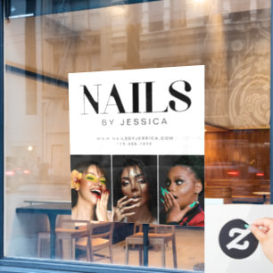 Stylish Black White Typography 3 Photo Nail Salon