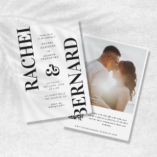Stylish Black & White Typography QR Code Wedding Invitation