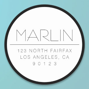 Stylish Black & White w/Border Classic Round Sticker