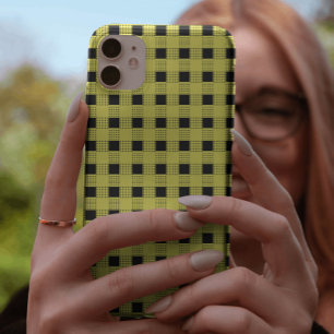 Stylish black & yellow Chequerboard pattern Case-Mate iPhone Case