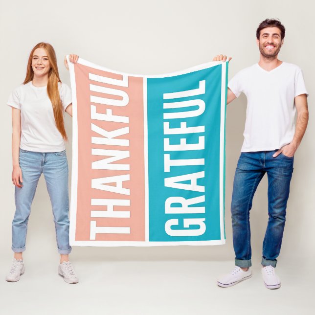 Stylish Blessed, Grateful Thankful Thanksgiving Fleece Blanket (In Situ)