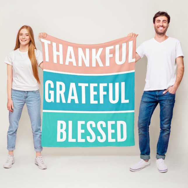 Stylish Blessed, Grateful Thankful Thanksgiving Fleece Blanket (In Situ)