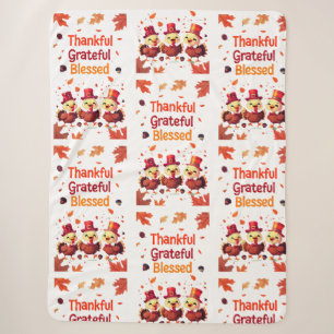 Stylish Blessed, Grateful Thankful Thanksgiving Sherpa Blanket