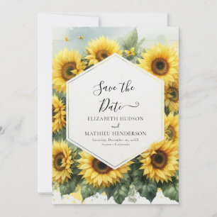 Stylish Bloom Sunflower Wedding Save The Date
