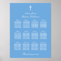 Stylish Blue 12 Table Baptism Seating Chart Poster
