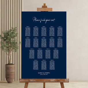 Stylish Blue 17 Table Wedding Seating Chart