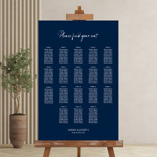 Stylish Blue 18 Table Wedding Seating Chart